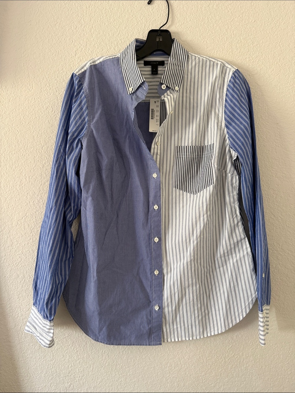 NWT J. Crew Blue & White Mixed-Stripe Button-Down Shirt